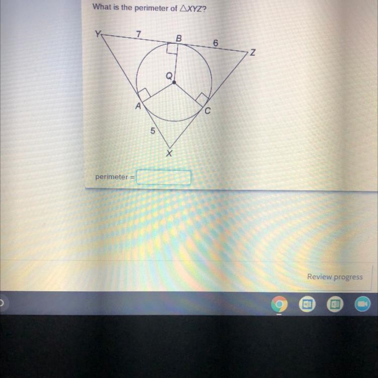 What is the perimeter of Triangle XYZ?-example-1