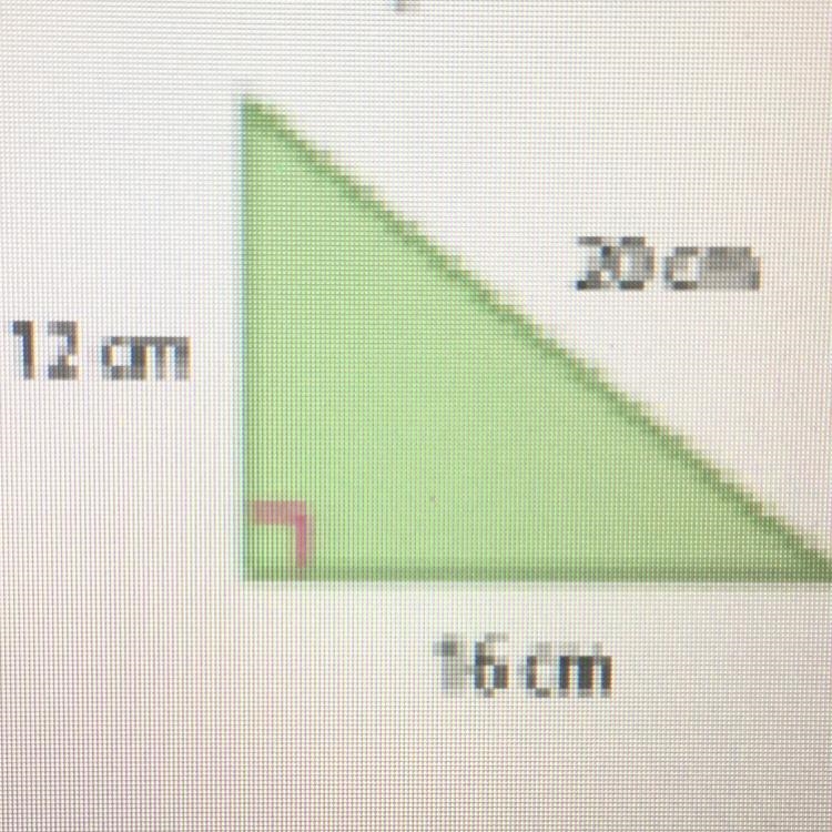 12 cm, 20 cm, and 16 cm. Find the perimeter and area. Please help!!-example-1