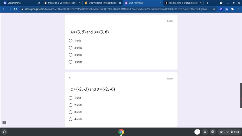 Here we go again: Each set of points are connected to form a line segment. What is-example-1