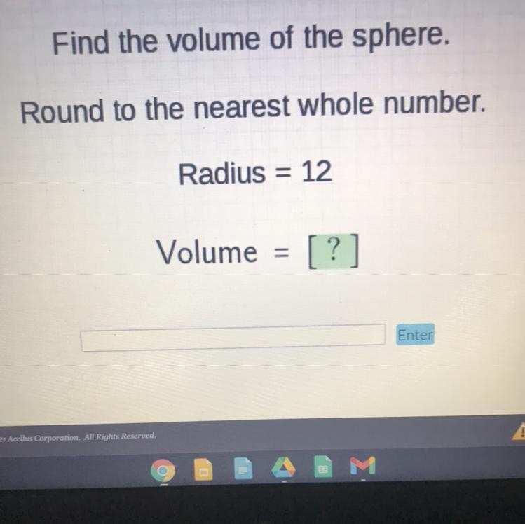 Help Now Pleaseee!!!! Find the volume of the sphere-example-1