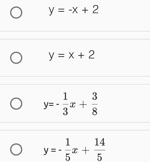 Which equation represents the line that passes through the points (-1, 3) and (4, -2) ?-example-1