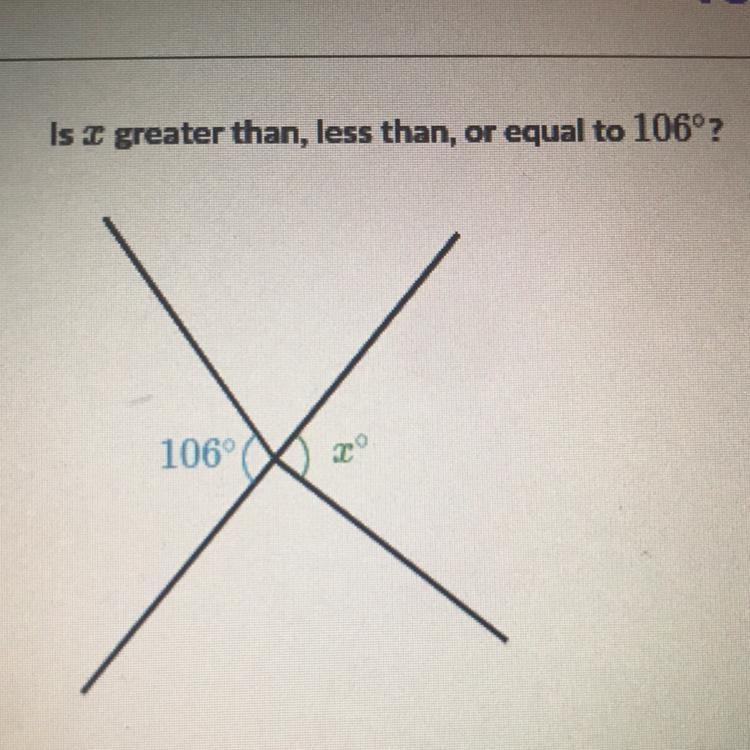 A: x>106 B: x<106 C: x=106 Which one is it?-example-1