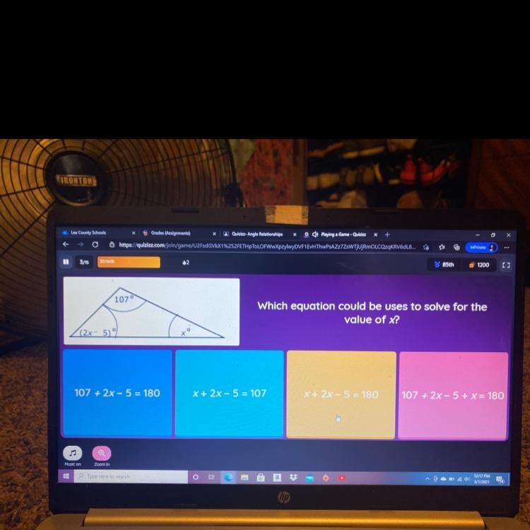 Which equation could be uses to solve for the value of x?-example-1