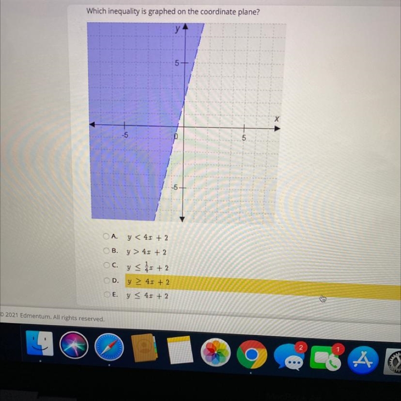 Which inequality is graphed on the coordinate plane?-example-1