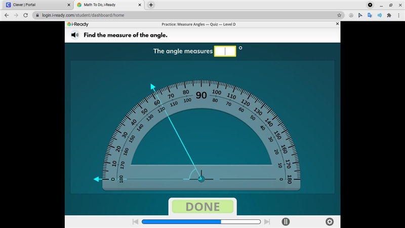 Find the measure of the angle PLEASEEEE HELPPPP I-ready-example-1