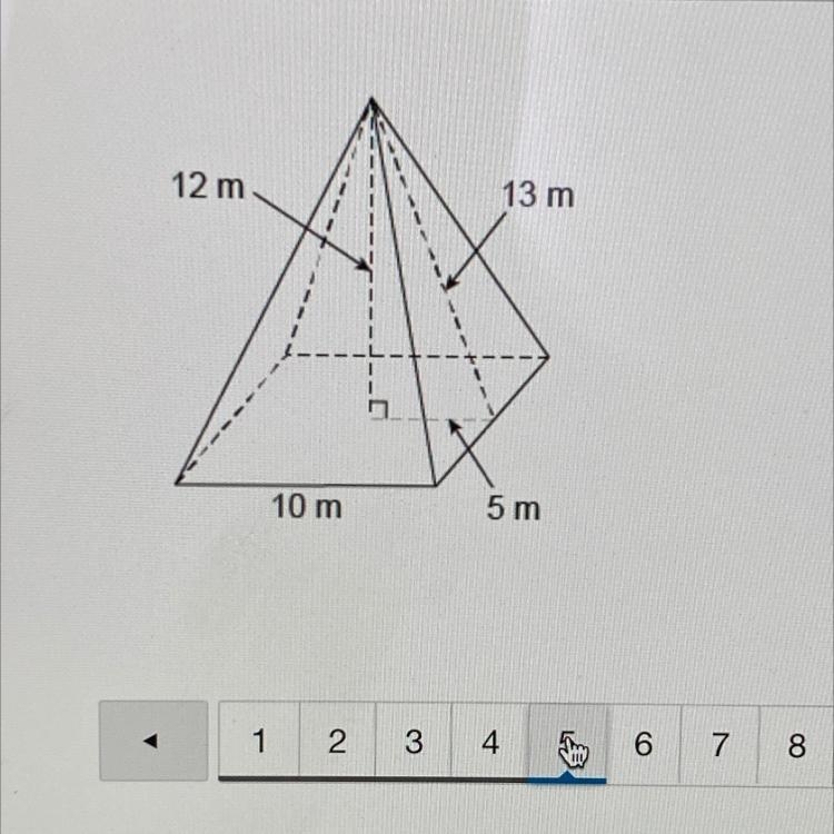 What is the volume of the square pyramid￼? Enter in the box ___m^3-example-1