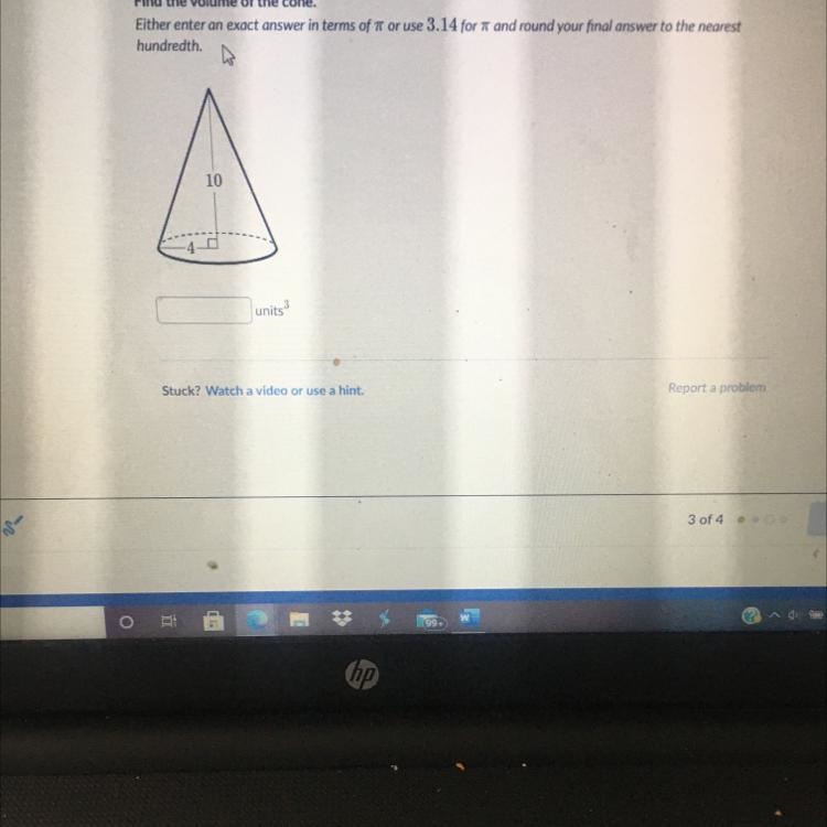 Find the volume of the cone-example-1