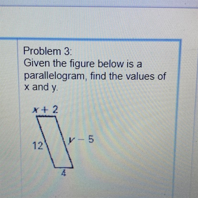 Find the Values of x and y-example-1