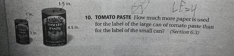 How much more paper is used for the label of the large can of tomato paste than for-example-1