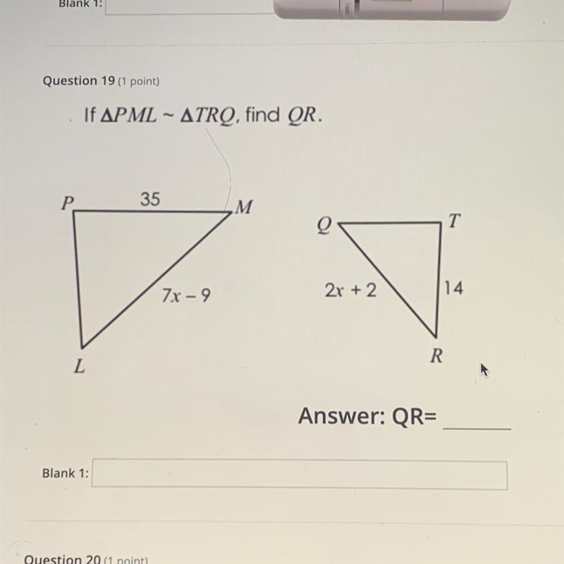 If P M L ~ T R Q; find QR-example-1