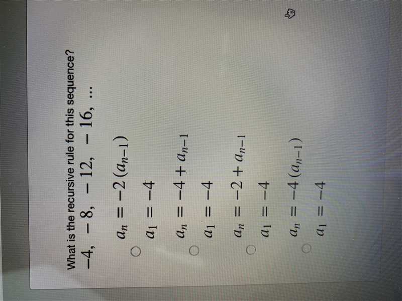 What is the recursive rule for this sequence -4,-8,-12,-16-example-1