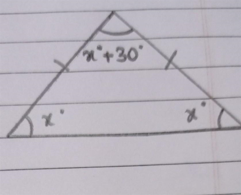 In an isosceles triangle, the vertical angle is greater than each of the base angle-example-1