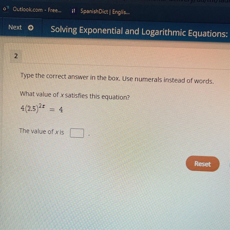 What value of x satisfies the equation?-example-1