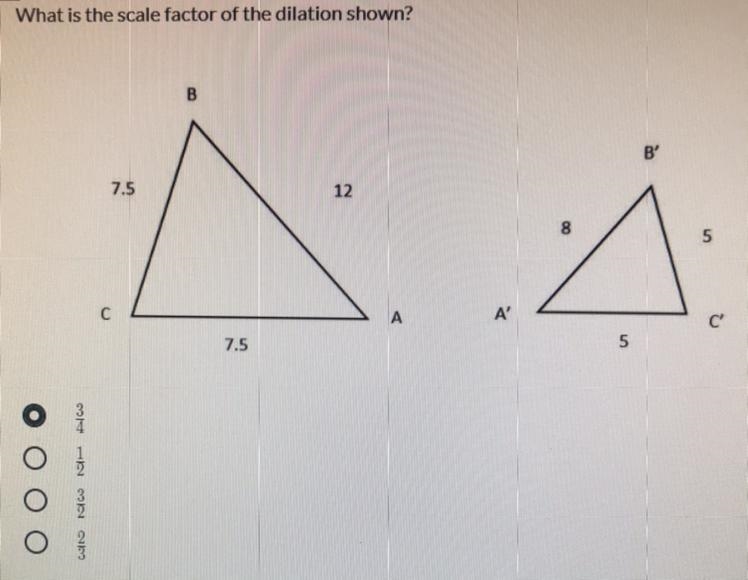 What is the scale factor of the dilation shown?-example-1