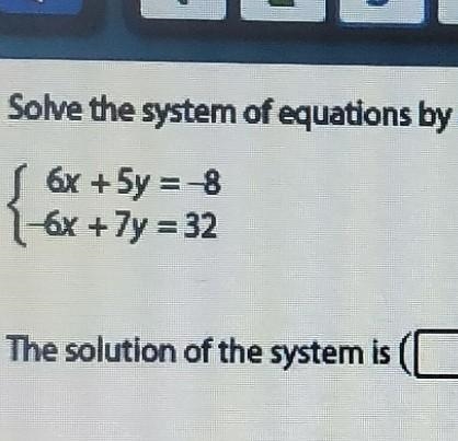 Solve the system of equations by adding. check your answer.​-example-1