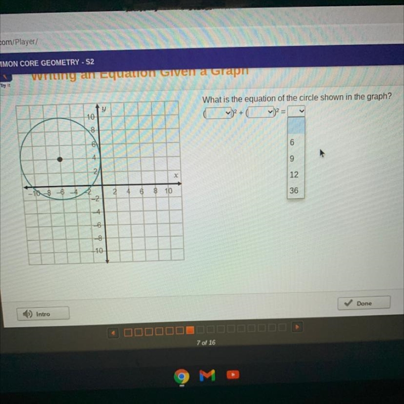 HELP!! What is the equation of the circle shown in the graph?-example-1