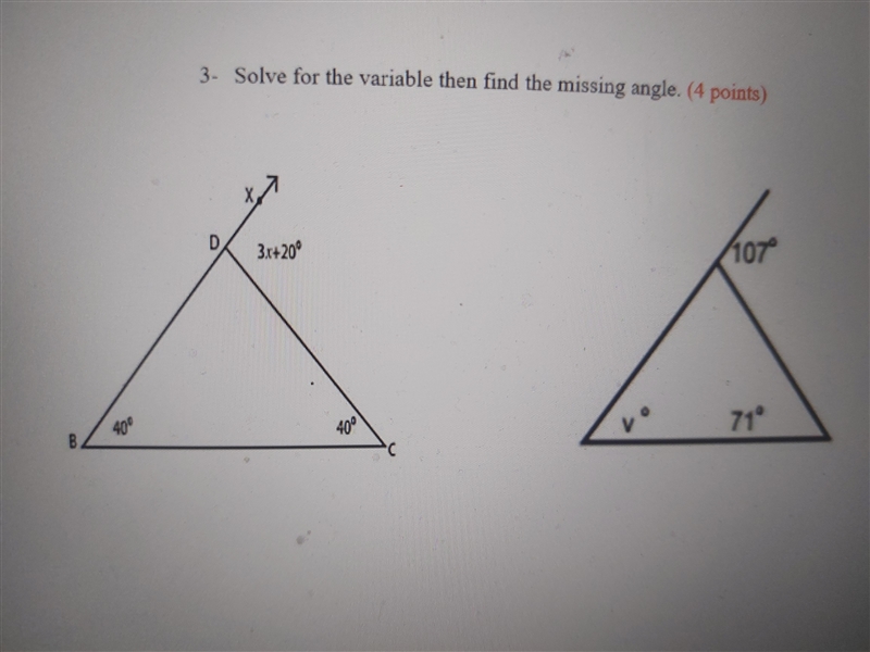 Solve for the variable then find the missing angle.-example-1