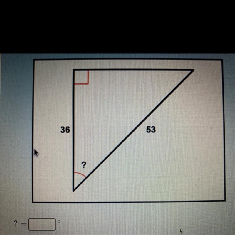 Find the measure of the indicated angle to the nearest degree 36-example-1