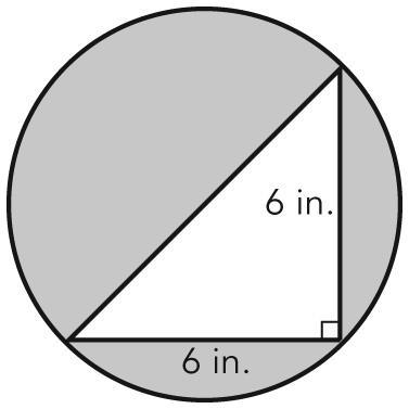 A right triangle is inscribed in a circle. Determine the area of the shaded region-example-1