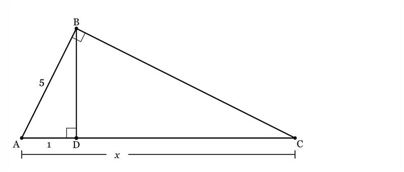 Given right triangle ABC with altitude BD is drawn to hypotenuse AC. If AB=5 and AD-example-1