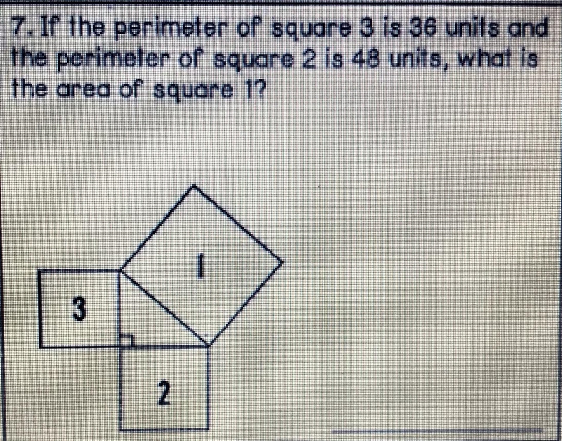 If the perimeter of square 3 is 36 units and the perimeter of square 2 is 48 units-example-1