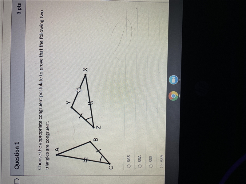 Pls help. What is the appropriate congruent for these triangles-example-1