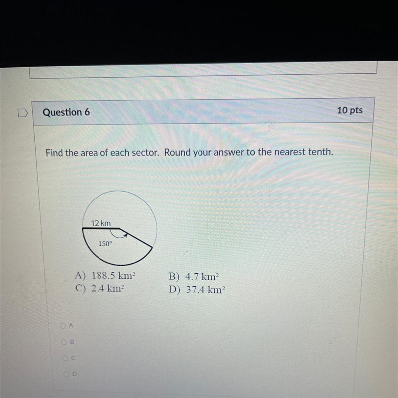 Find the area of each sector. Round your answer to nearest tenth-example-1