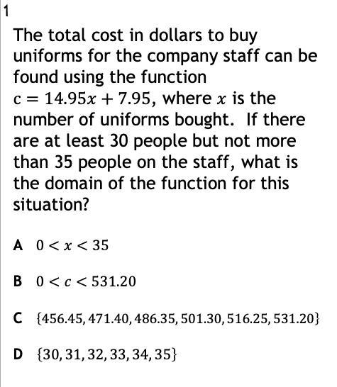 The total cost in dollars to buy uniforms for the company staff can be found using-example-1