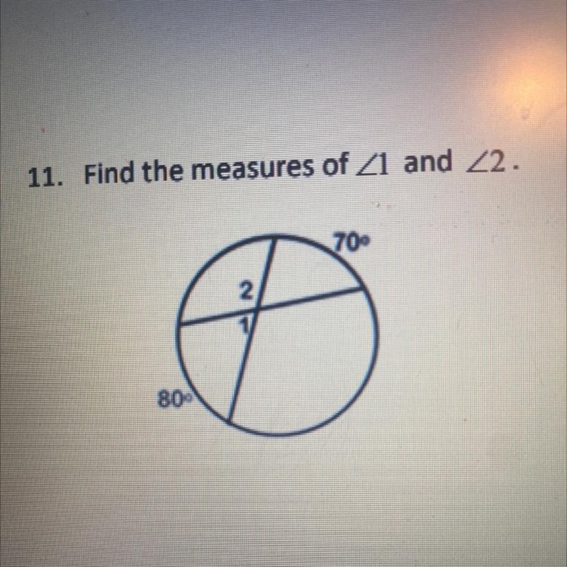 11. Find the measures of 1 and 2-example-1