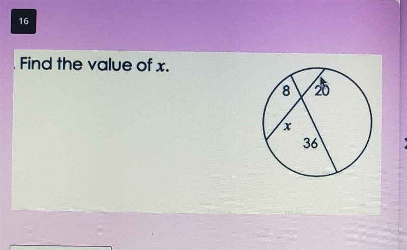 Find the value of x. 8 20 36​-example-1