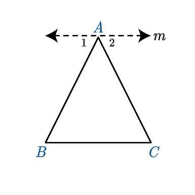 △ABC is given with line m drawn through A parallel to BC¯¯¯¯¯¯¯¯. In the course of-example-1