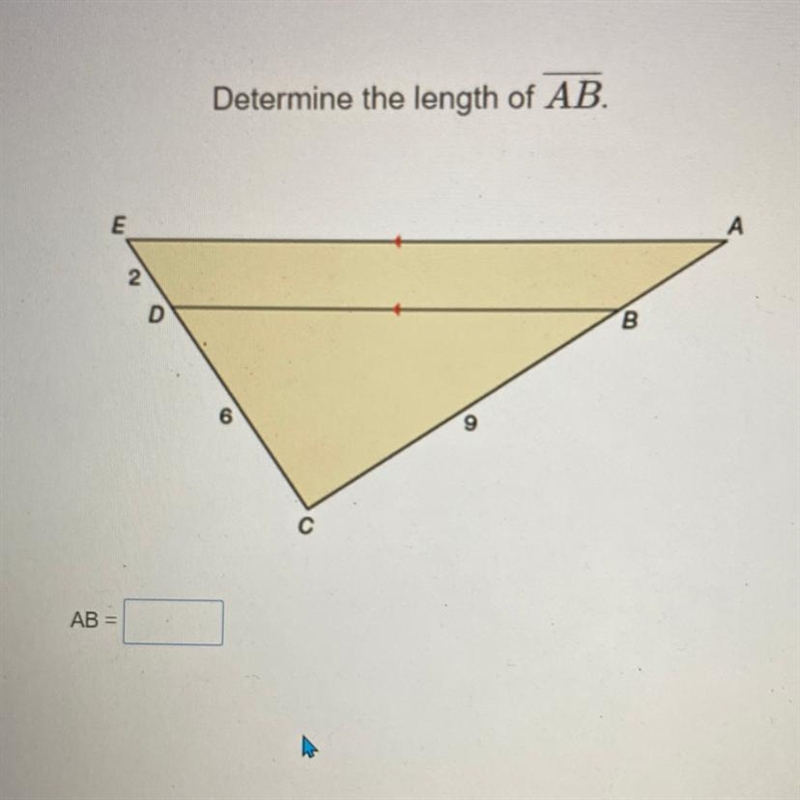 Determine the length of AB. *HELP* GEOMETRY-example-1