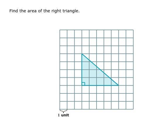 Find the area of the right triangle.-example-1