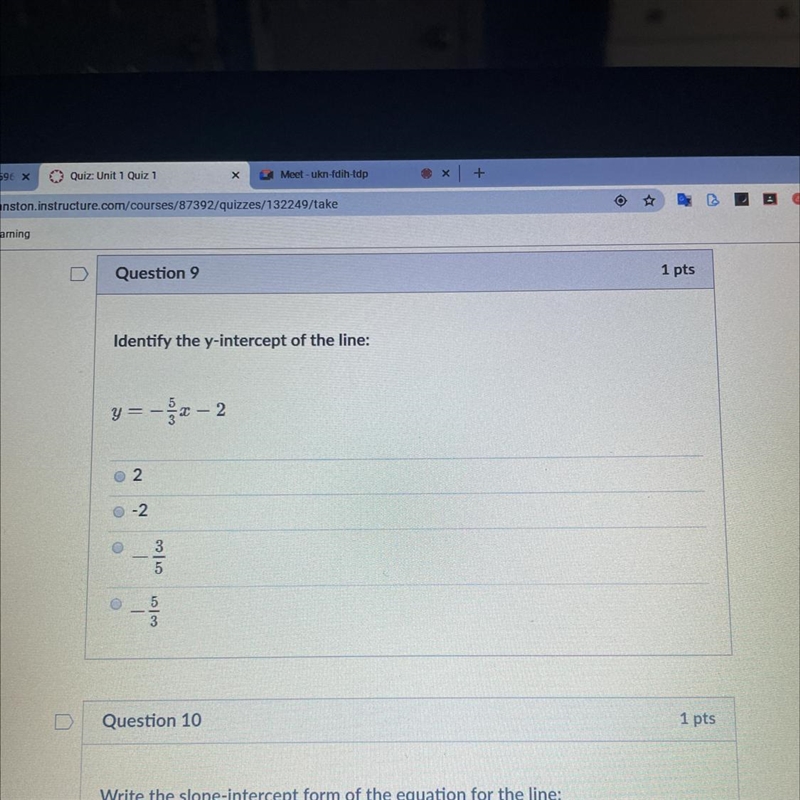 Identify the y-intercept of the line:-example-1