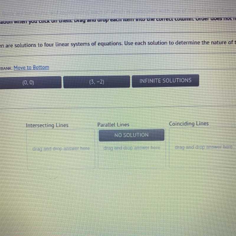 The items given are solutions to four linear systems ITEM BANK: Move to Bottom INFINITE-example-1