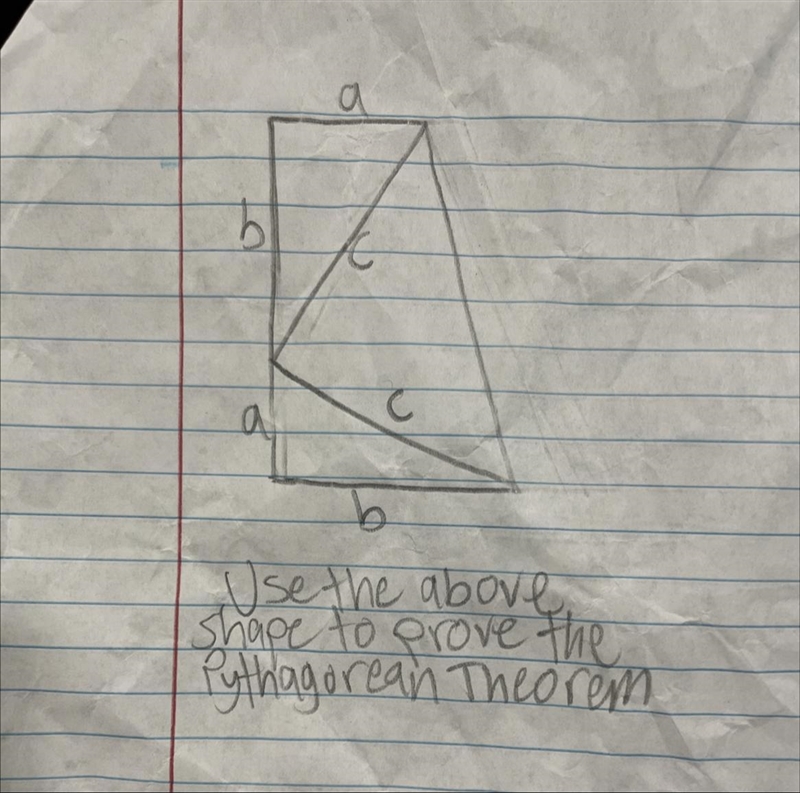 !30 POINTS! How can I use this trapezoid to prove the Pythagorean Theorem?-example-1