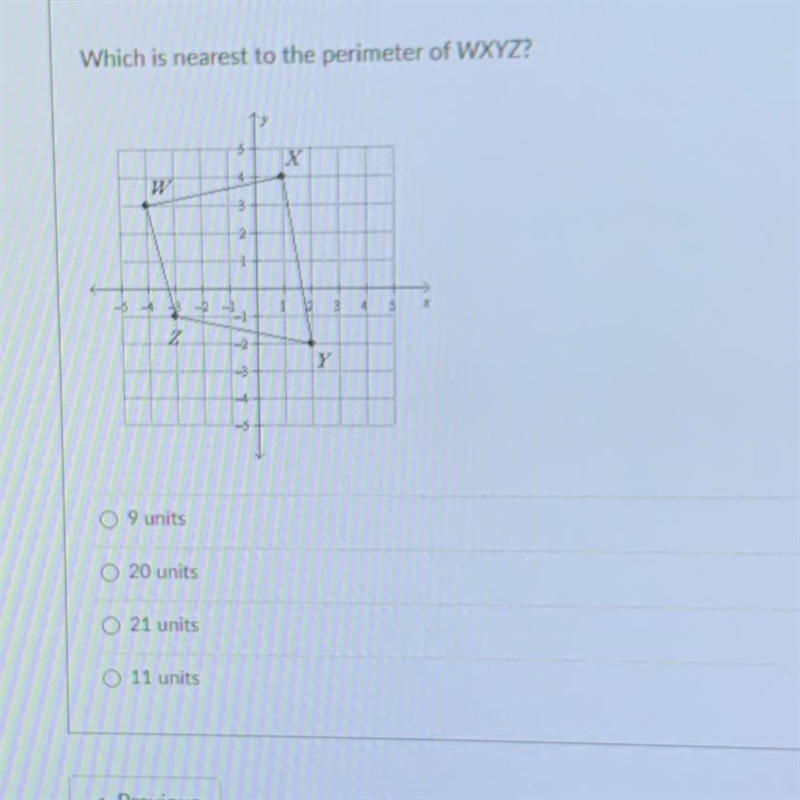 Which is nearest to the perimeter of WXYZ-example-1