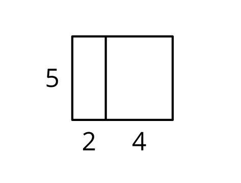 Select all the expressions that represent the area of the large, outer rectangle. 5(2+4) 5⋅2+4 5⋅2+5⋅4 5⋅2⋅4 5+2+4 5⋅6-example-1