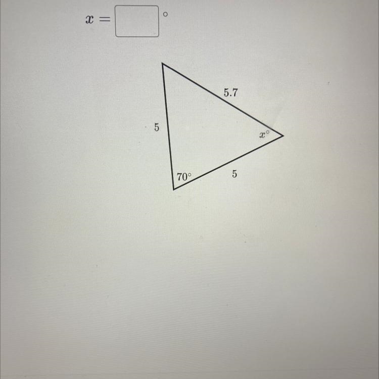 Find the value of x in the triangle shown below.-example-1