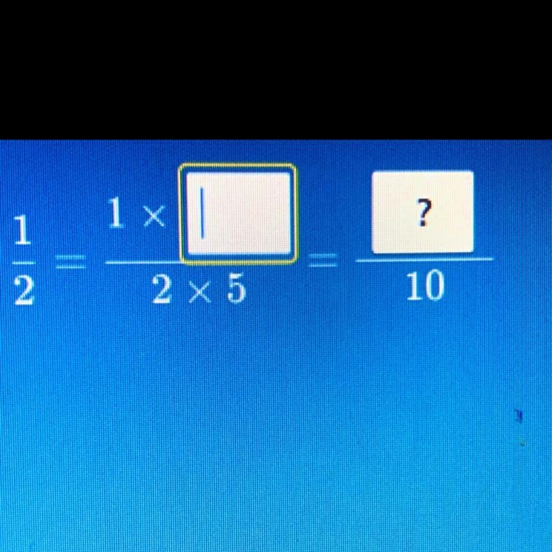 Show how to rewrite 1/2 with the denominator 10.-example-1