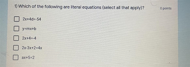 Which one of these are literal equations???-example-1