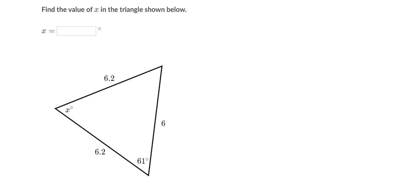 HELP QUICK!! WILL GIVE BRAINILIST Find the value of x in the triangle shown below-example-1