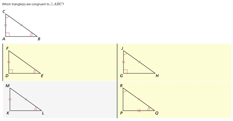 Which triangle(s) are congruent to triangle ABC?-example-1