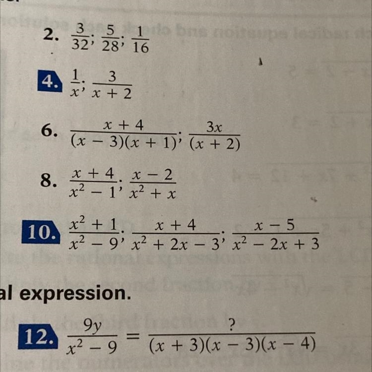 How to find least common denominator of rational expressions￼ (number 10)-example-1