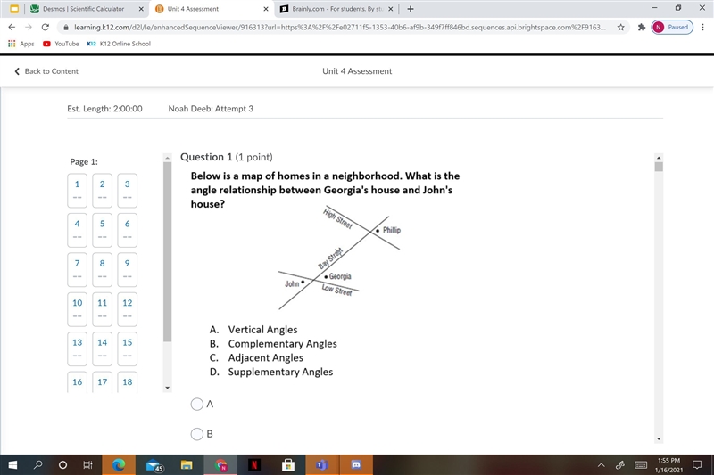 below is a map of homes in a neighborhood what is the angle relationship between georgas-example-1