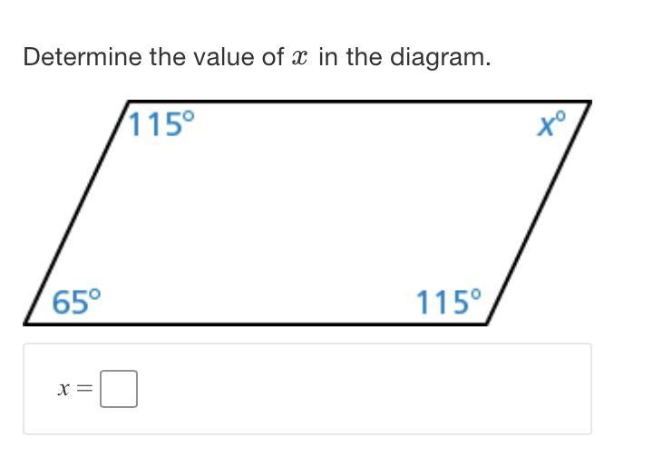 Determine the value of x in the diagram.-example-1