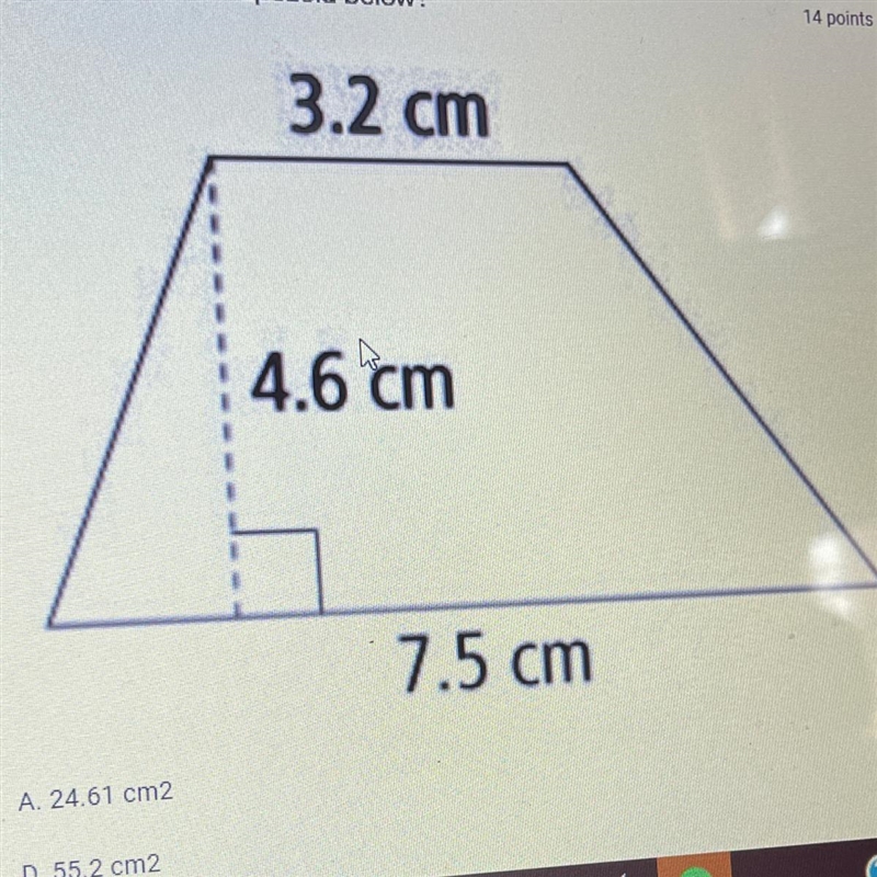 What is the area of the trapezoid below?-example-1