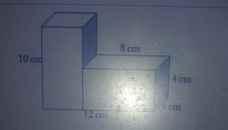 Find the volume of the figure. A) 288 cm^3 B) 480 cm^3 C) 544 cm^3 D) 640 cm^3​-example-1