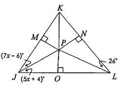 P is the incenter of △JKL. Find m∠JKP. & can you please explain-example-1