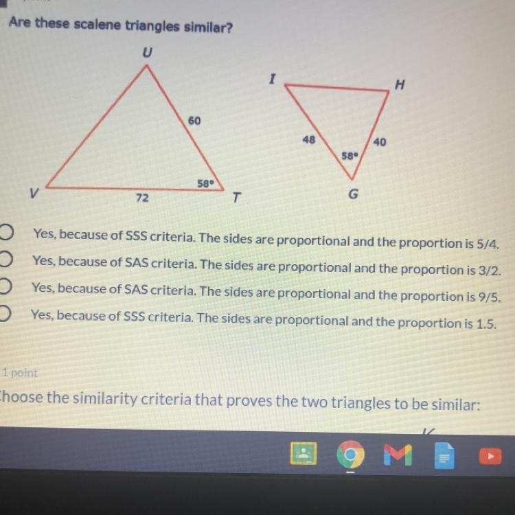 Are these scalene triangles simila-example-1